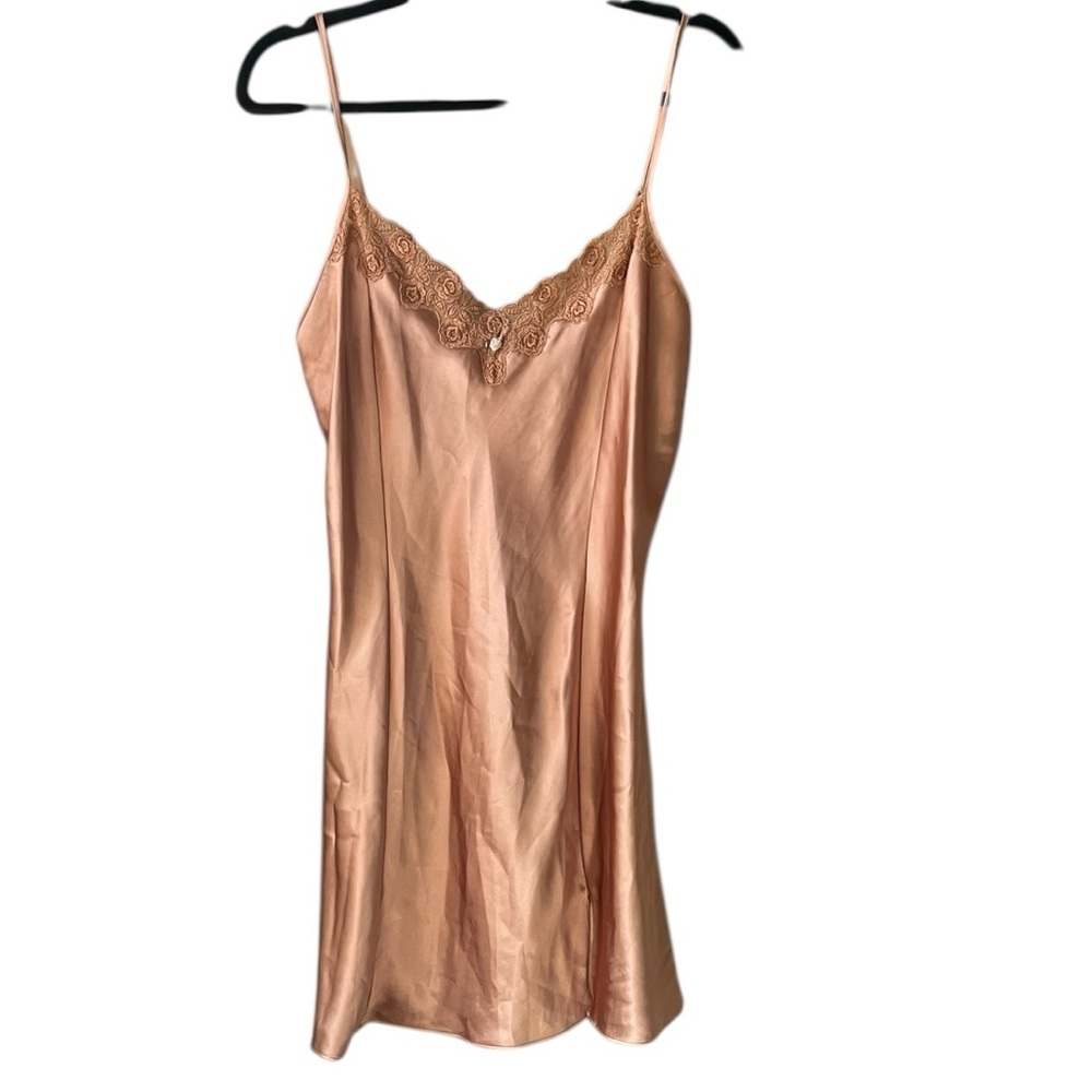 Sophia by Delicates Sz L Antique Gold Lace Satin Slip